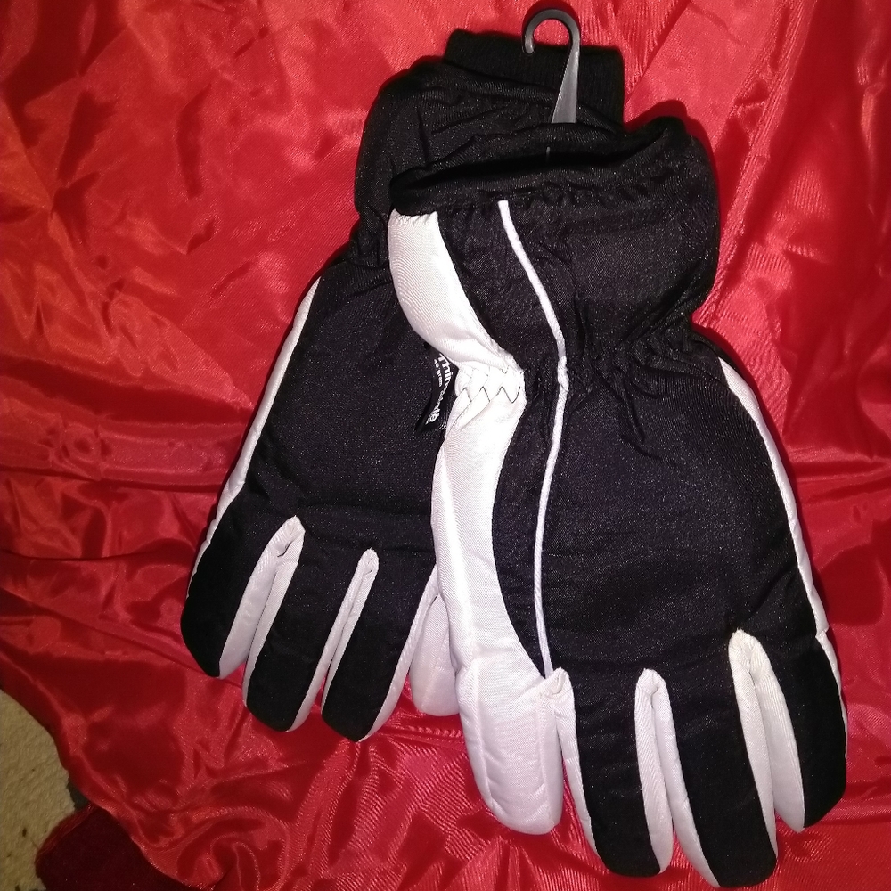 Thinsulate Warm Winter Gloves, Black and White